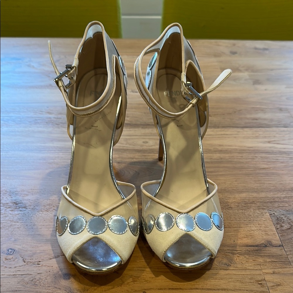 Elegant Beige and Silver Women's Heels